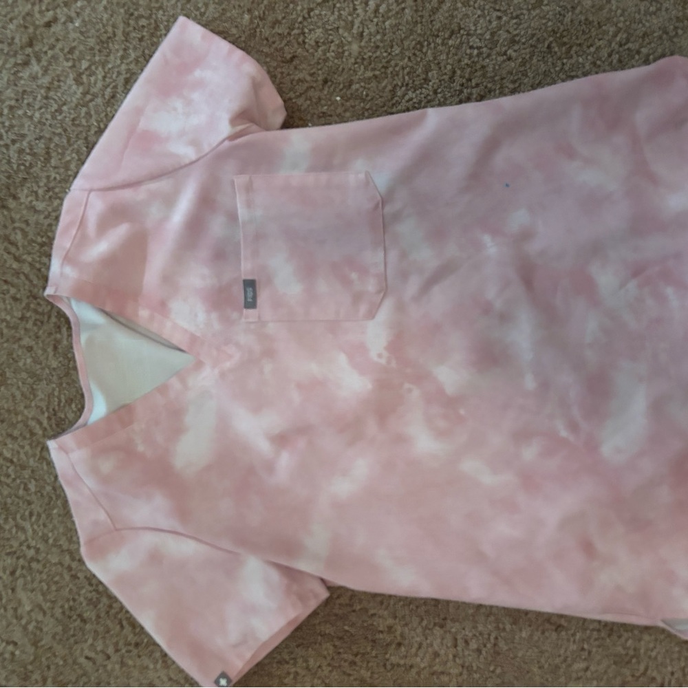 Pink Tie-Dye Scrub Top & bottom